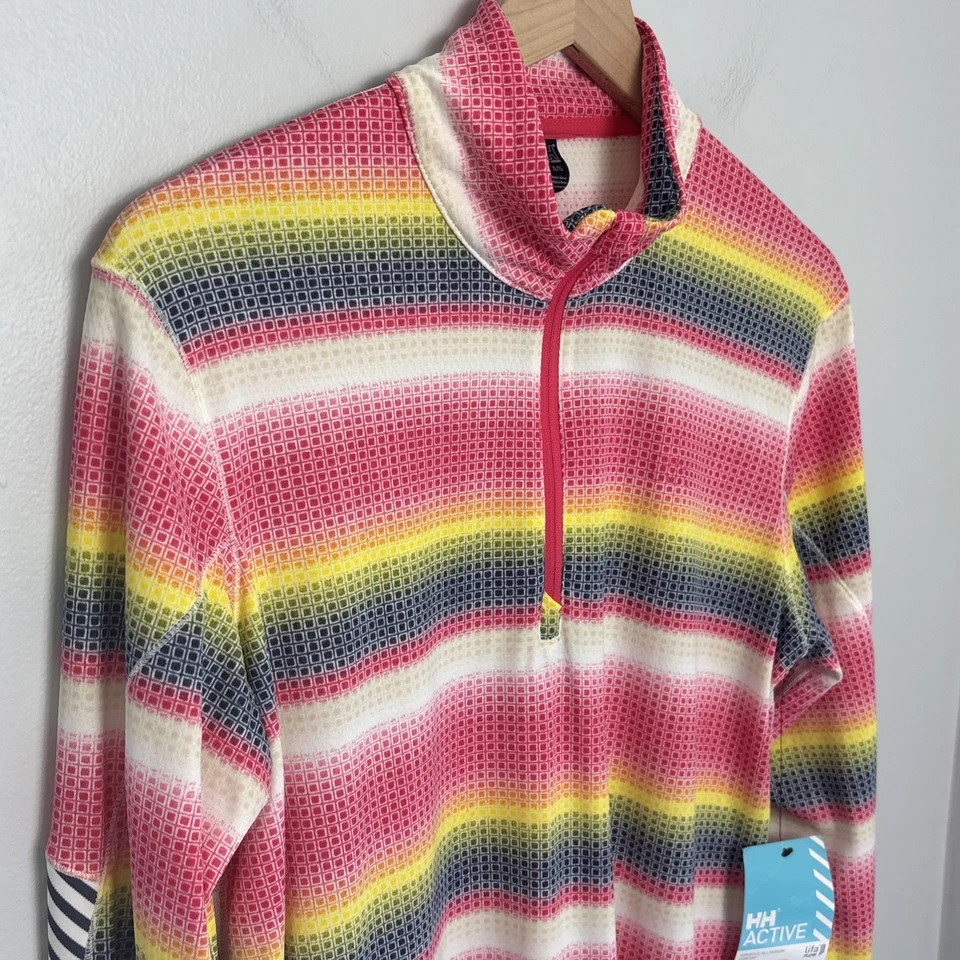 Top Helly Hansen Mujer XL Lifa Flow Active 1/2 Cremallera Gráfico Magenta/Multisquare Foto 3 de 4
