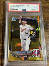 RILEY QUICK 2025 Bowman Draft #BDC-23 1st Gold Sapphire Refractor /50 PSA