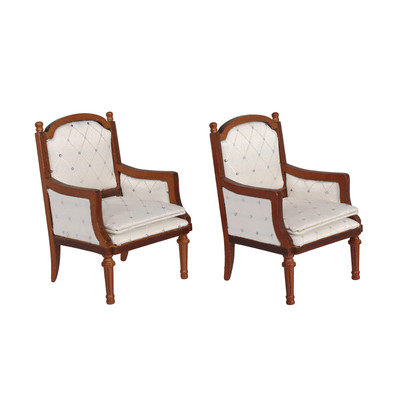 Wooden Dollhouse Armchairs Set of 2 Dinning Lounge Chairs for Doll Houses