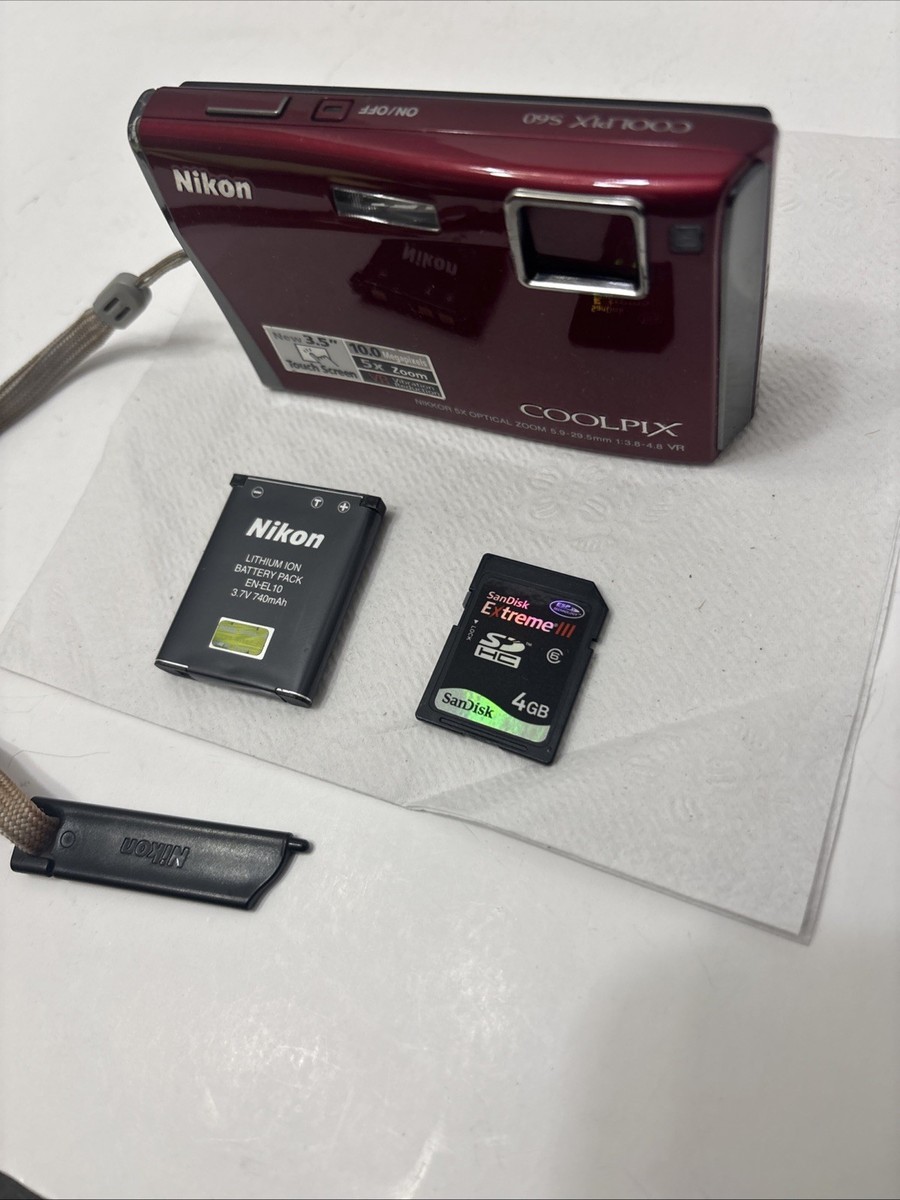 Nikon COOLPIX S60 10.0MP Digital Camera - Burgundy for sale online