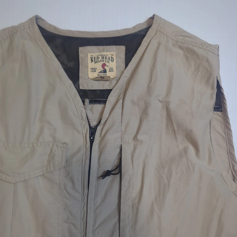 Redhead Brand Co Men's Hunting Vest Size Medium Beige Full Zip Up Pockets Sports - Image 2 of 4