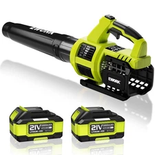 21V Cordless Leaf Blower, Powerful Turbo Mode & 550 CFM, Ã—.0Ah Batteries & Fast