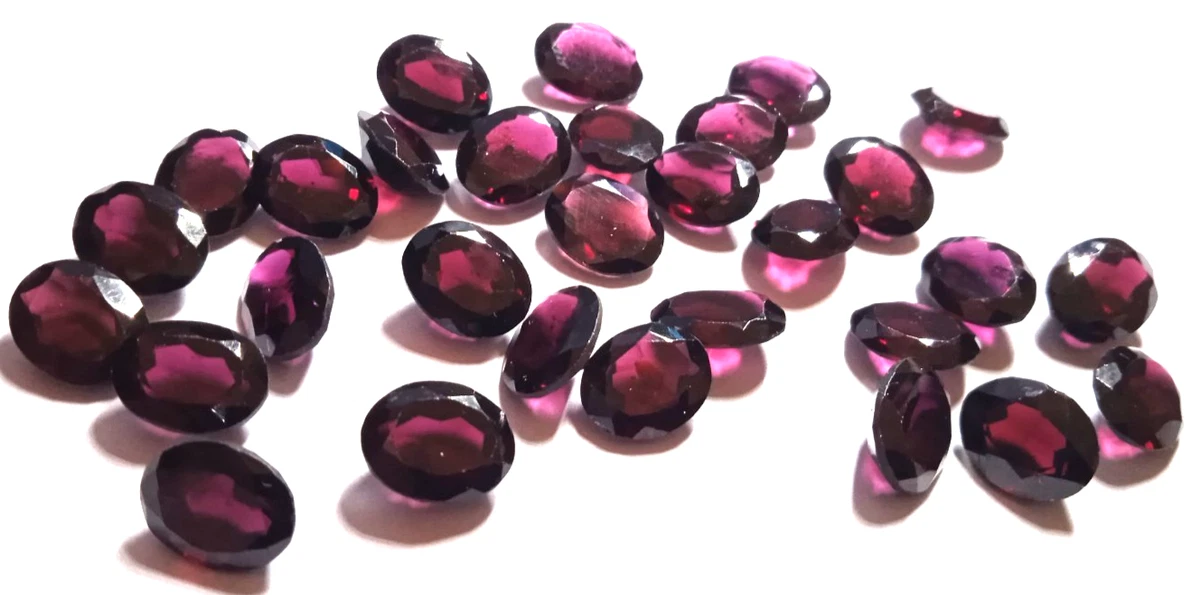 Collana Gemme Granato Rosso Scuro 3 Righe 4x6mm Sfaccettata - Foto 8