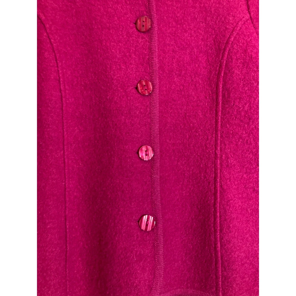 Chaqueta de Lana Hervida Appleseed's Pequeña Rosa Fucsia Botón Frontal Carrera Romántica Foto 4 de 4