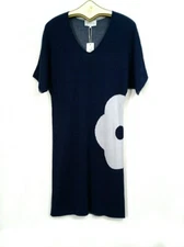 Zoe Couture Collection Silk Knit Shift Dress Navy Blue Small