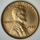 1939 Uncirculated Lincoln Wheat Cent Bu Red 1c Coin
