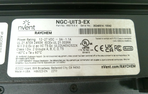 nvent Raychem (NGC-UIT3-EX) Operator Interface Panel - Picture 9 of 9