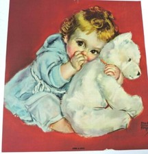 Peek A Boo Vintage Calendar Print Maud Tousey Fangel Baby Teddy Bear Toddler