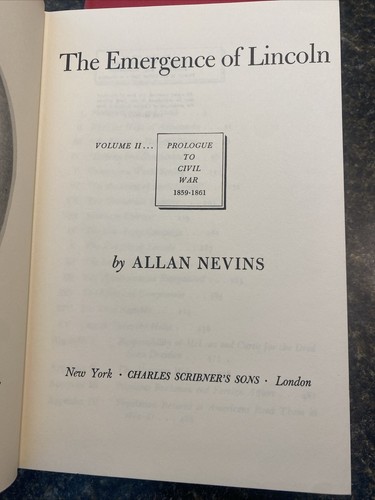 The Emergence of Lincoln By Allan Nevins 1950 2 Volume 1st Edition Set Great Con - Imagen 12 de 17