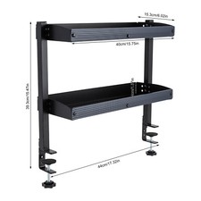 Desktop or Under-Desk Shelf Clamp-on 2-Tier Shelving W/ Adjustable Storage Tray