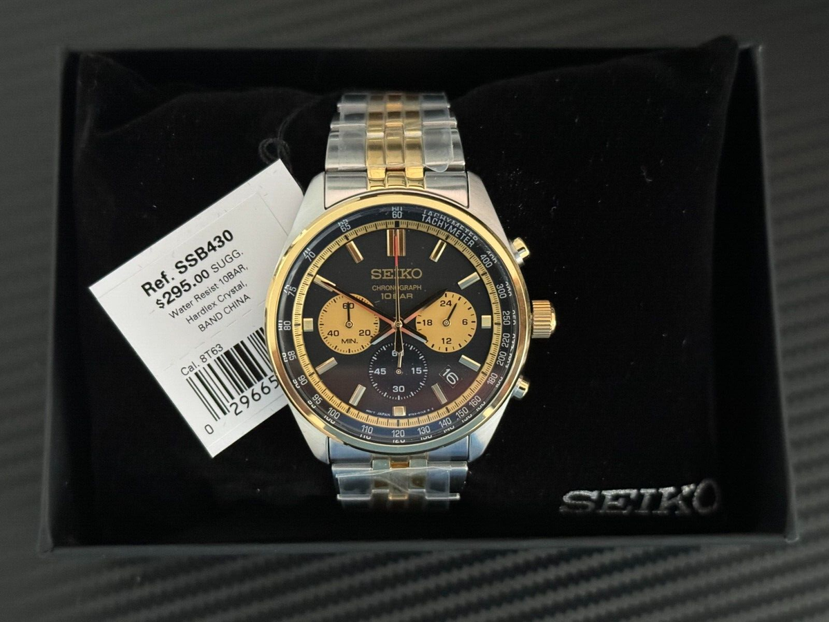 SEIKO SSB430 Black Dial gold subdials Dynamic chronograph SSB430