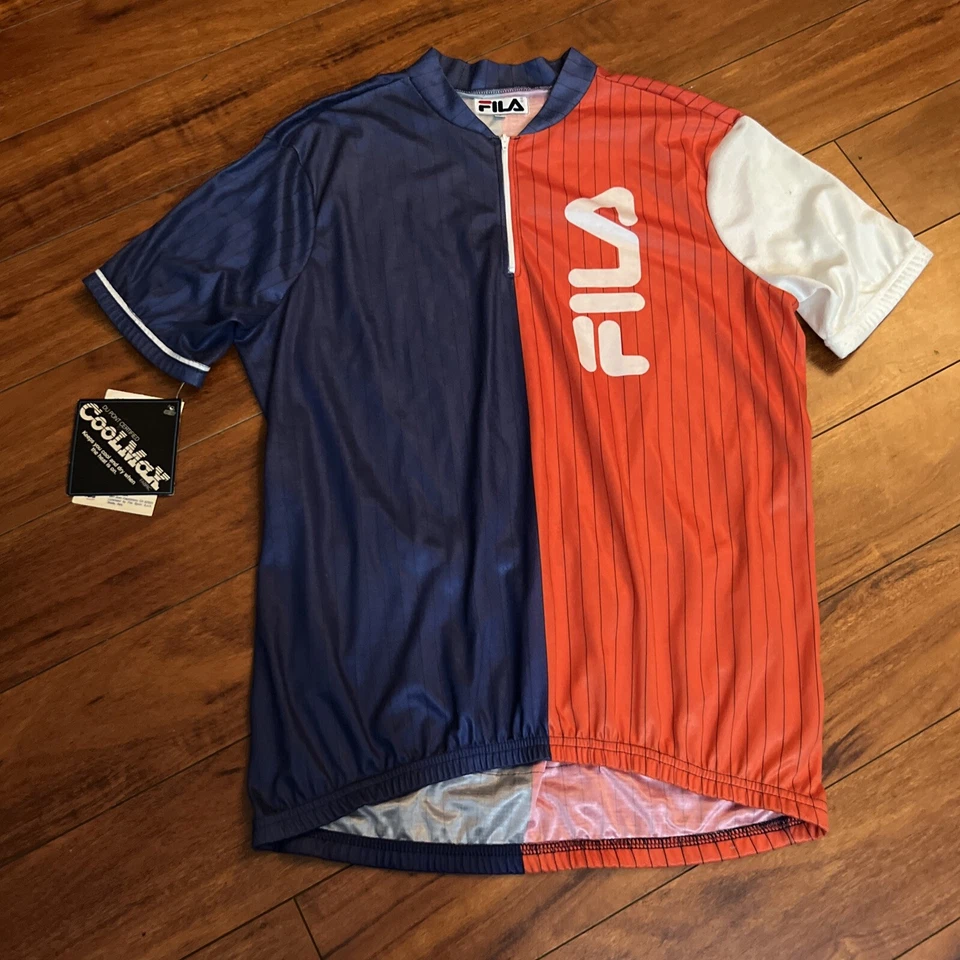 Camiseta deportiva de ciclismo Fila vintage bicicleta profesional de carreras manga corta CoolMax unisex XL Foto 4 de 4