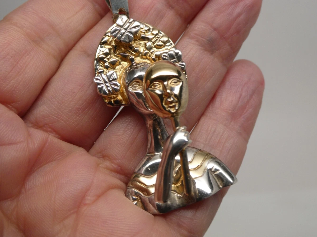 SERGIO BUSTAMANTE Madame Butterfly WOMAN Mask Sterling Silver 925
