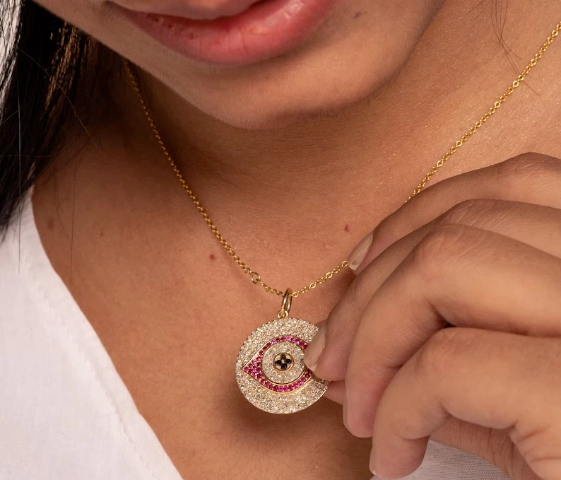 Ruby evil eye necklace outlet