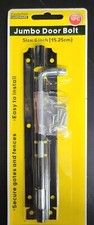 6" Jumbo Black Security Gate Door Guard Latch Metal Barrel Bolt Lock Hardware