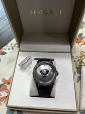 Versace VERD00118 43mm Stainless Steal Case with Blue Leather Strap Men's...