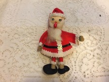 Vintage Bendable Santa Claus Felt Ornament Package Decoration, Nylon Face,Japan