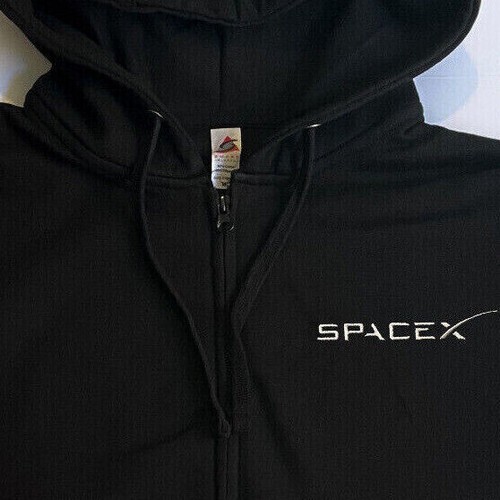 SpaceX Embroidered Zip Up Hoodie NASA Elon Musk Tesla Space X StarShip