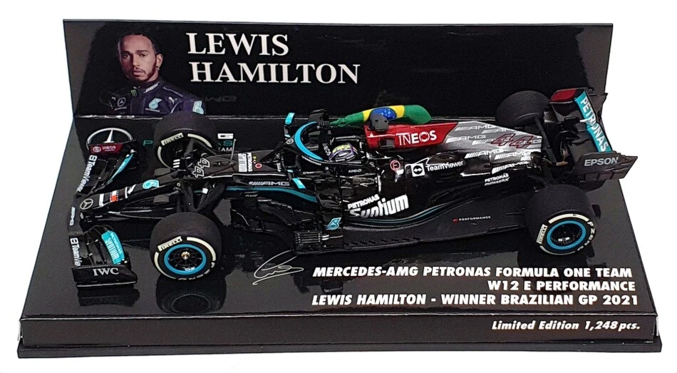 Minichamps 1/43 Scale 410 212044 - F1 Mercedes AMG 1st Brazil GP 2021 Hamilton - Image 4 of 4