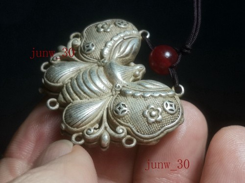 Collection Chinese Tibet Silver Handmade pretty Butterfly necklace Pendant gift - Picture 5 of 9