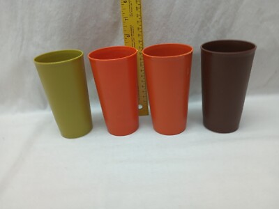 Vintage Lot of 4 Tupperware Cups Tumblers Glasses 12oz Harvest Gold #873 |  eBay