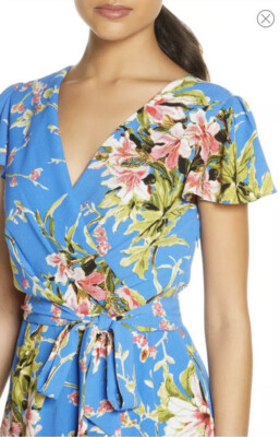 FAUX WRAP FLORAL DRESS HI LOW ROMANTIC FLOWY TROPICAL FLUTTER SLEEVE $149 10 | eBay FAUX WRAP FLORAL DRESS HI LOW ROMANTIC FLOWY TROPICAL FLUTTER SLEEVE $149 10 | eBay