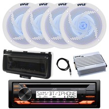 JVC KD-T92MBS Marine CD Radio, Amp, 4x 8" LED Speakers, Cover White , Antenna
