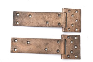 LARGE ANTIQUE HEAVY GAUGE BRASS DOOR HINGES