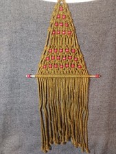 VINTAGE 1960s 1970s MACRAME CHRISTMAS TREE WALL HANGING BOHO