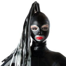 Latex Hoods with Latex Wig Performance Headgear Rubber Mask Cosplay Club Wear