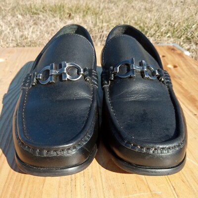 Salvatore Ferragamo Horsebit Black Leather Loafer Men display picture 3