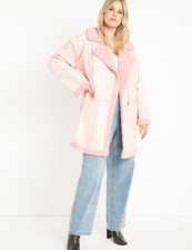 New Eloquii Pink Shearling Heavy Jacket Coat 18 20