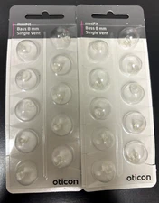 2 Pack Oticon miniFit 8mm Single VentDomes For Hearing Aids. 20 Domes total.