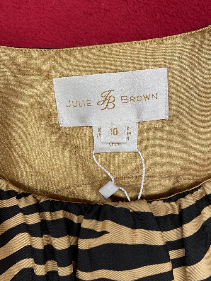 Vestido SILK Julie Marrón Estampado Animal Negro Y Beige Estampado Seda Talla 10 Para Mujer Foto 3 de 4