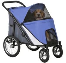 Pet Stroller for M L-Sized Dogs and Cats, Easy Fold Dog Stroller