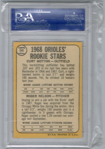 1968 TOPPS ORIOLES ROOKIE STARS CURT MOTTON / ROGER NELSON RC PSA 6 EX-MT - Bild 2 von 2