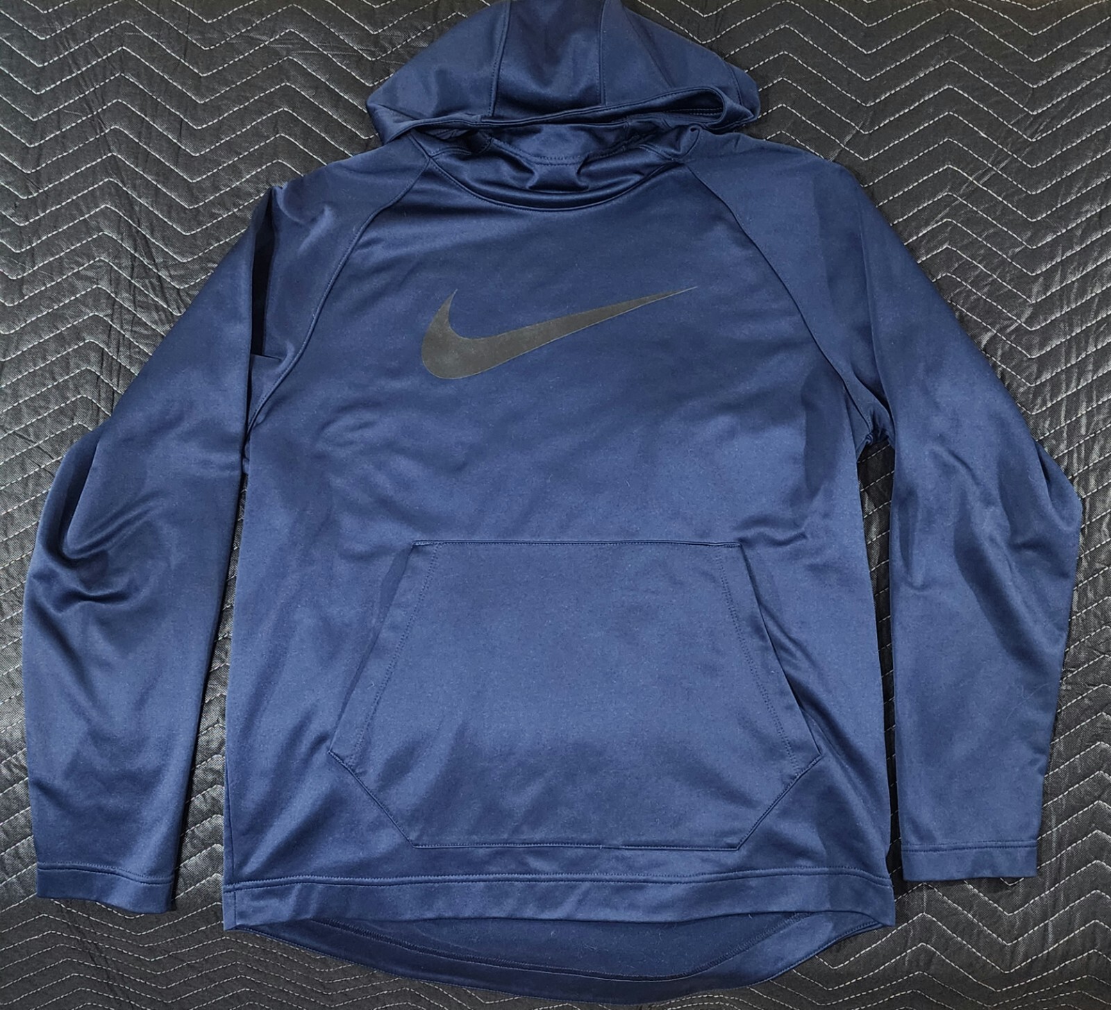 Men's Nike Dri-Fit Large L Dark Blue Swoosh Hoodie Sweatshirt Pullover