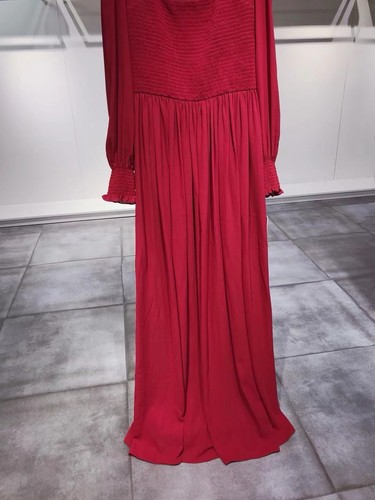 Mikael Aghal Shirred Crepe De Chine Gown In Crimson US4 NWT - Picture 8 of 9