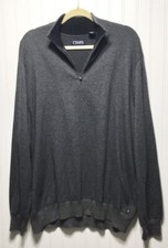 CHAPS Mens Size XXL Knit pattern 1/4 Zip Pullover Sweater Grey Black