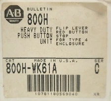 ALLEN BRADLEY 800H WK61A RED STOP Flip Lever Push Button