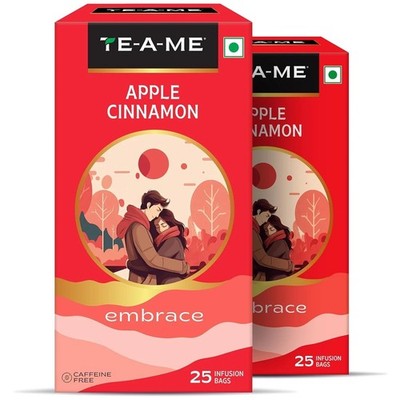 TE-A-ME Apple Cinnamon Tea 50 Bags Fruit Tea Bags Caffeine Free refreshing