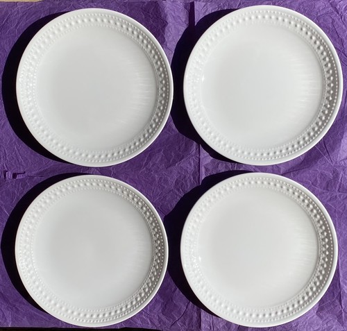 Matceramica White Beaded Edge Salad Plates M2A20 9 Inches Portugal Set of 4