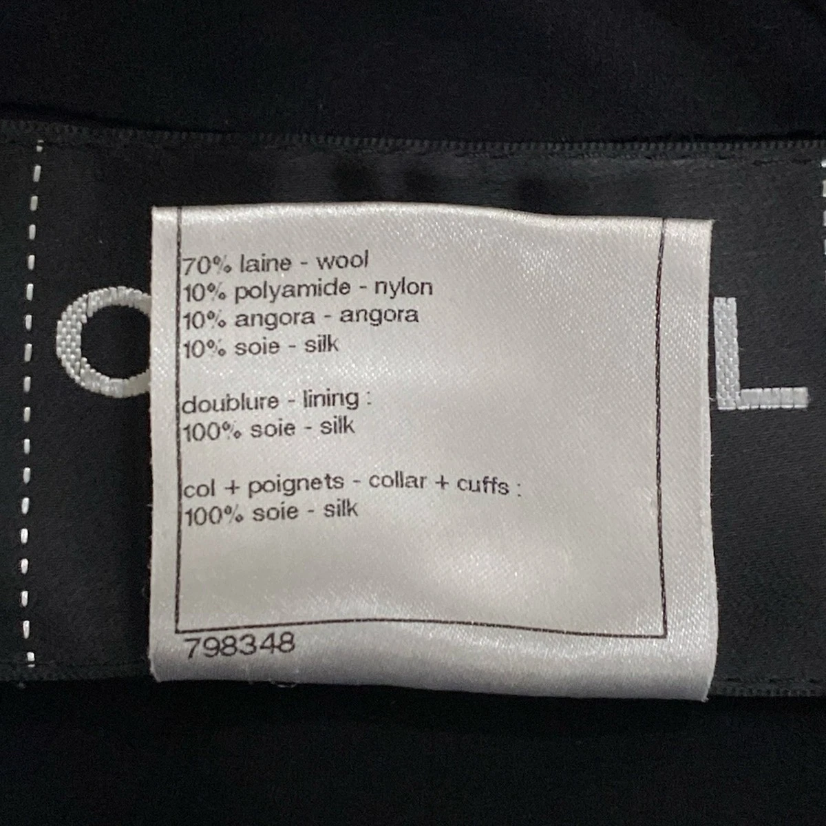 Giacca donna originale CHANEL P41882 nero panna lana nylon