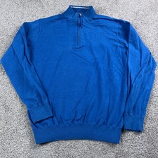 Peter Millar Sweater Mens Large Blue 1/4 Zip Pullover Golf Golfer Outdoor Casual