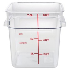 Carlisle 8 Qt Clear Plastic Square Container - 8 3/4"L x 8 3/4"W x 9"D