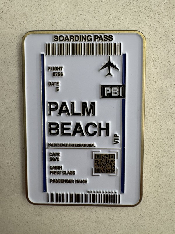 Palm Beach County Sheriff's Office boarding pass PBI challenge coin