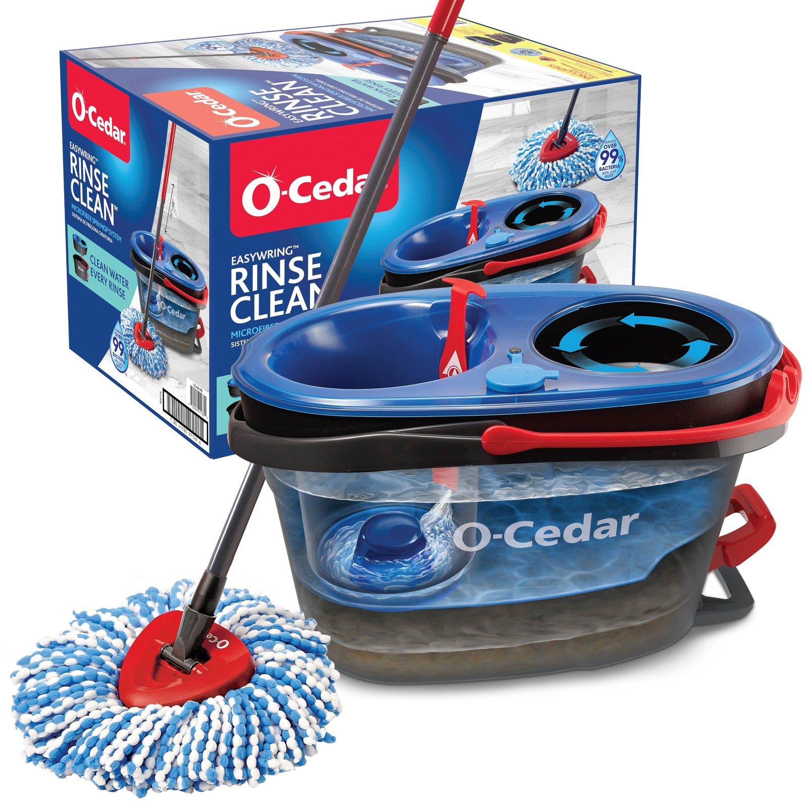 O-Cedar EasyWring RinseClean Balai pour Nettoyage Quotidien Cuisine et Séjour sans Effort