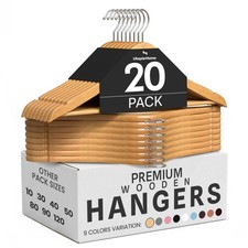 Premium Wooden Hangers 20 Pack - Heavy Duty  Durable Coat Hanger - Wood Hang...
