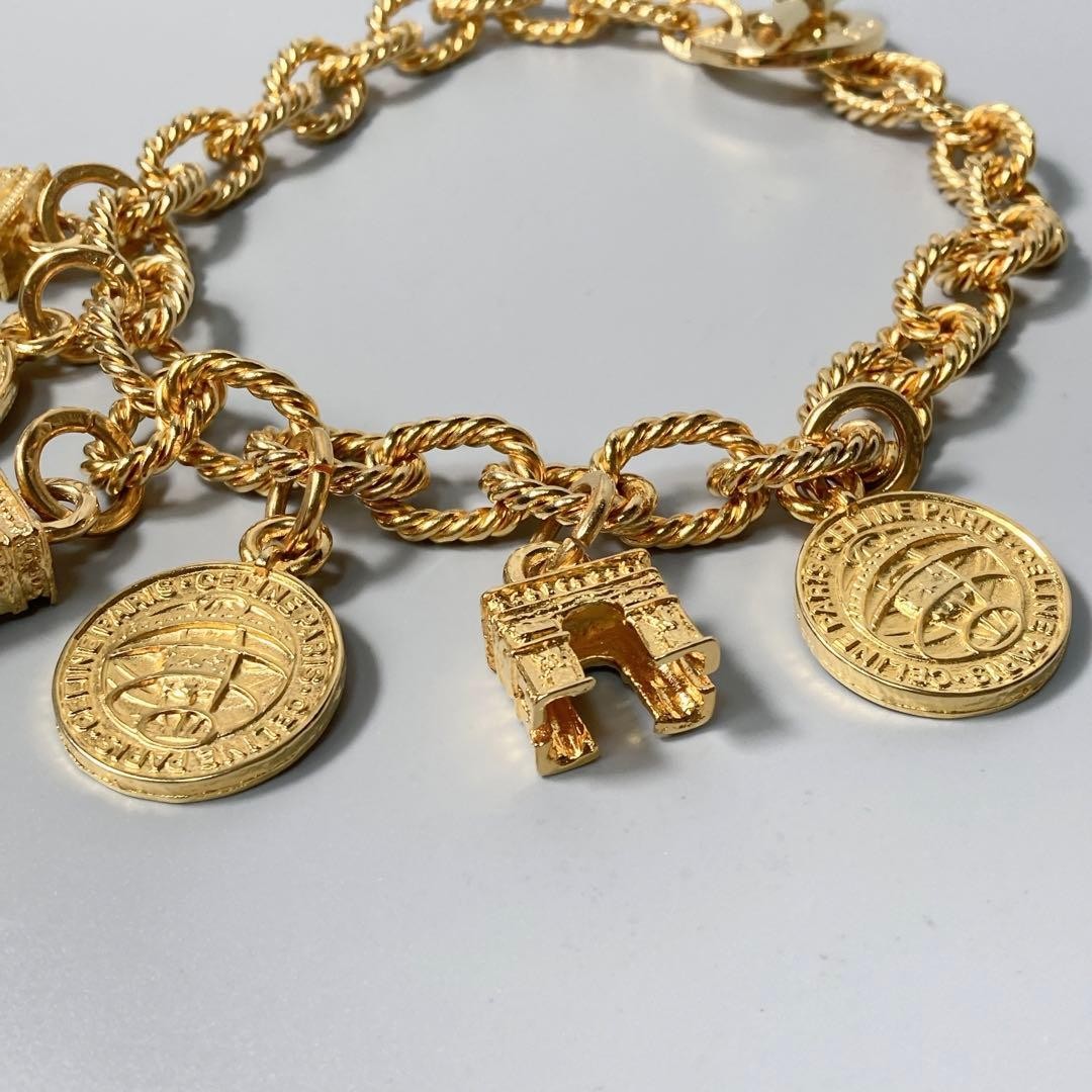 Celine Women Necklace Vintage Chain Gold Limited Edition Rare 2601TK image 3