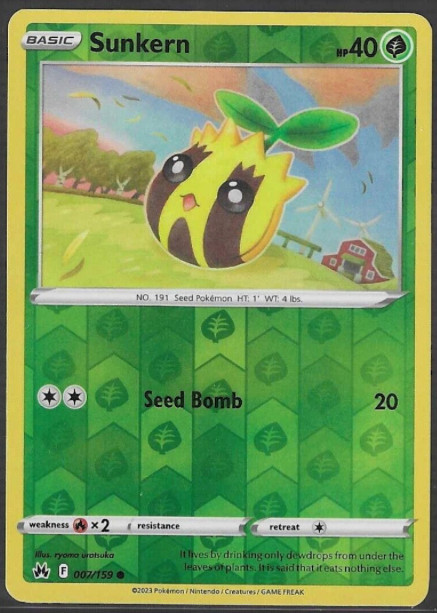 Pokemon -  Sunkern 7/236 - Reverse Holo - Cosmic Eclipse - NM/M